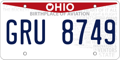 OH license plate GRU8749