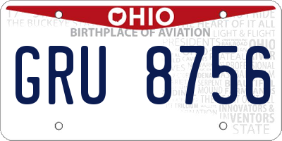 OH license plate GRU8756