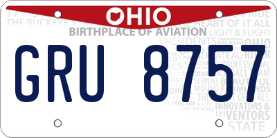 OH license plate GRU8757