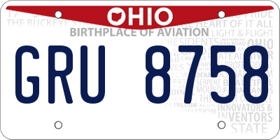 OH license plate GRU8758