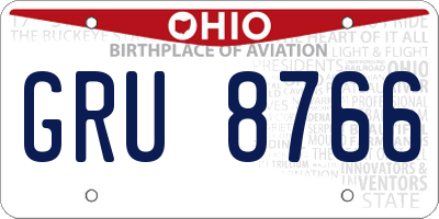 OH license plate GRU8766