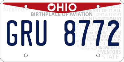 OH license plate GRU8772