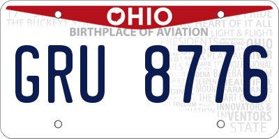 OH license plate GRU8776