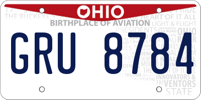 OH license plate GRU8784
