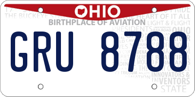 OH license plate GRU8788