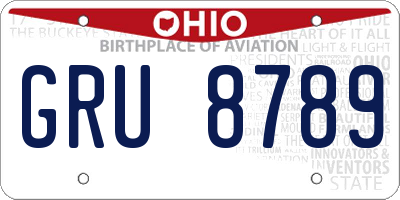 OH license plate GRU8789