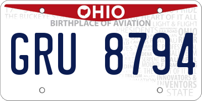 OH license plate GRU8794