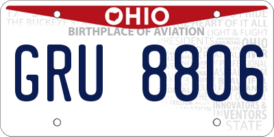 OH license plate GRU8806