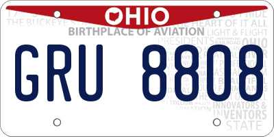OH license plate GRU8808