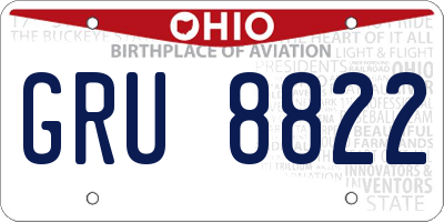 OH license plate GRU8822