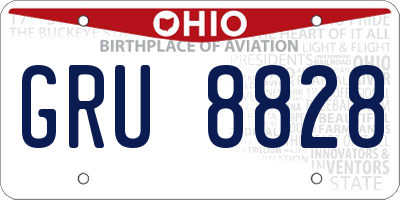 OH license plate GRU8828