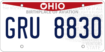 OH license plate GRU8830