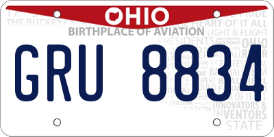 OH license plate GRU8834