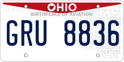 OH license plate GRU8836