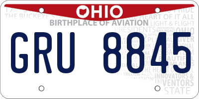 OH license plate GRU8845