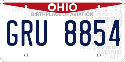 OH license plate GRU8854
