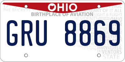 OH license plate GRU8869