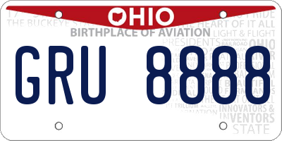 OH license plate GRU8888