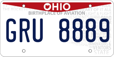 OH license plate GRU8889