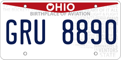 OH license plate GRU8890