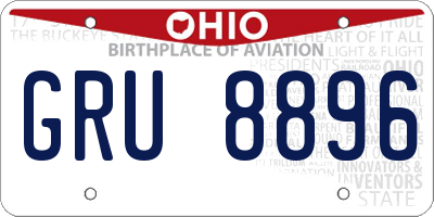 OH license plate GRU8896