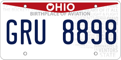 OH license plate GRU8898