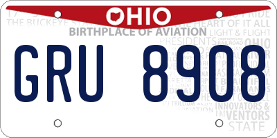 OH license plate GRU8908
