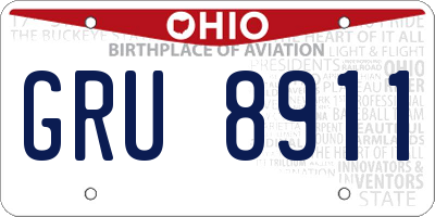 OH license plate GRU8911