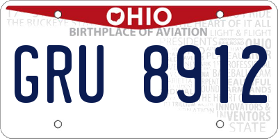 OH license plate GRU8912