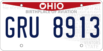 OH license plate GRU8913