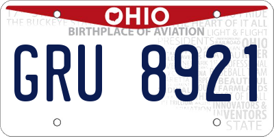 OH license plate GRU8921