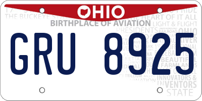 OH license plate GRU8925