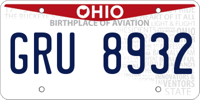 OH license plate GRU8932