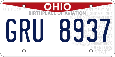 OH license plate GRU8937