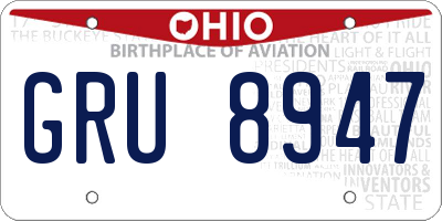 OH license plate GRU8947