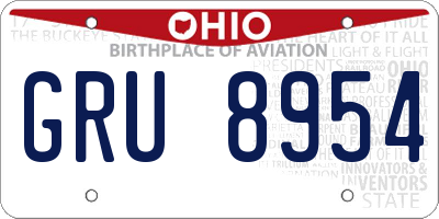 OH license plate GRU8954