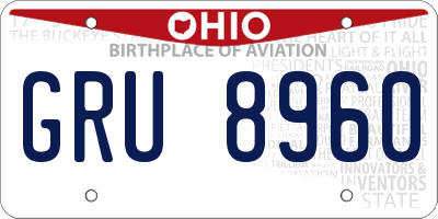 OH license plate GRU8960