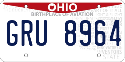 OH license plate GRU8964