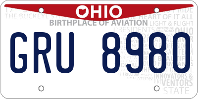 OH license plate GRU8980