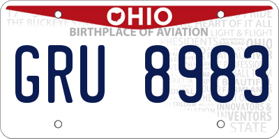 OH license plate GRU8983