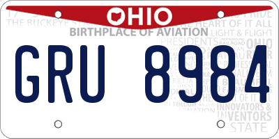 OH license plate GRU8984