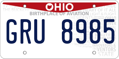 OH license plate GRU8985