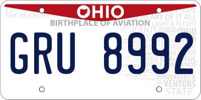 OH license plate GRU8992