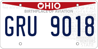 OH license plate GRU9018