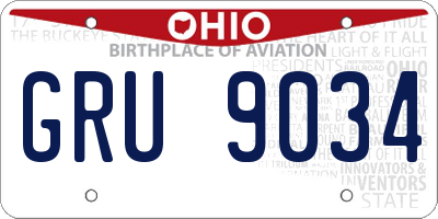 OH license plate GRU9034