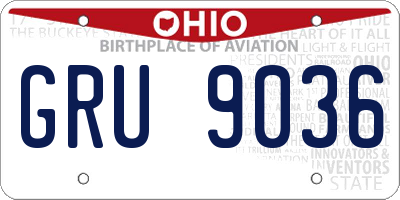 OH license plate GRU9036