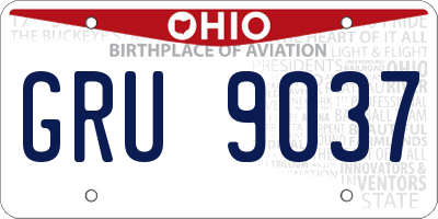 OH license plate GRU9037
