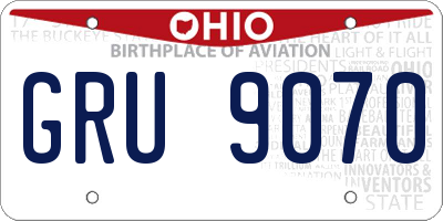 OH license plate GRU9070