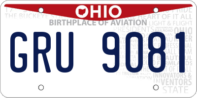 OH license plate GRU9081