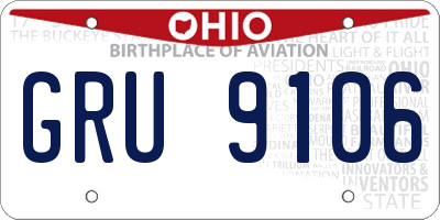 OH license plate GRU9106